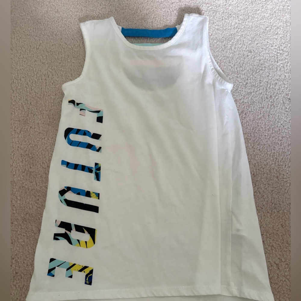 Kids Ideology White Tank Top with Multicolor Graphic